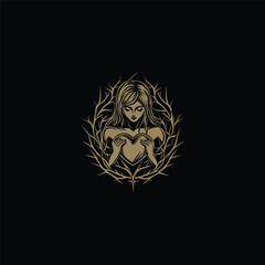 Obraz premium Goddess cradling a heart in her hands design vector template illustration