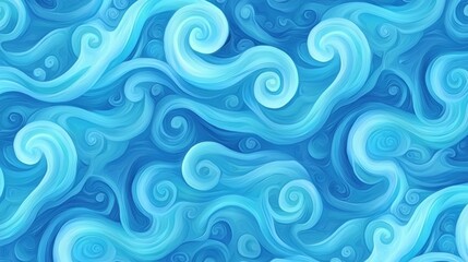 Fototapeta premium Swirling, abstract blue and white wave patterns. Seamless, flowing design, stylized ocean or water texture