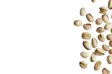 Pistachios falling ontransparent background