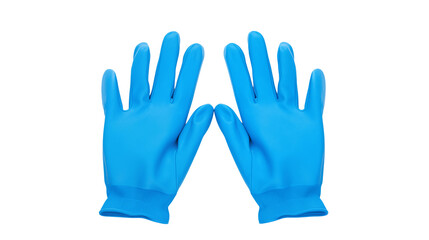 Obraz premium Pair of Bright Blue Nitrile Protective Gloves Isolated on Black Background High Quality 3D Render Detailed Image Clean Design