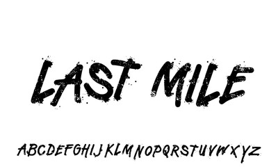 Grunge capital letters, Punk and grunge style alphabet. Stencil graffiti font. Bold brush drawn vector typography. Black ink dirty texture capital letters.