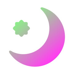Gradient Crescent Moon and Star Graphic Design