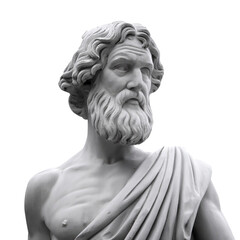 Classical Marble Statue of a Bearded Philosopher in Bust Form, isolated on transparent background