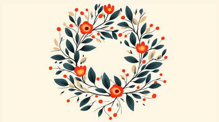 A Vibrant Summer-Themed Wreath Illustration Featuring Lush Green Leaves And Delicate Flowers In Shades Of Yellow, White, And Soft Pink, Watercolor Style, trend 2025