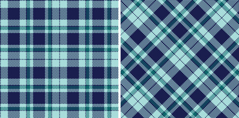 Modern Rich Navy Blue Seamless Madras Plaid Textile Design