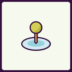 Conceptual graphic of golf ball on tee over a green miniature course