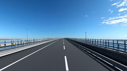 Obraz premium Long asphalt road on a bridge under a clear sky