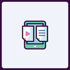 Mobile Multimedia Documents Icon for digital content and application use
