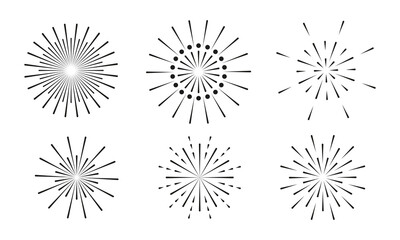 Set of black, classic, fireworks, salutes. Vector illustration. Suitable for celebrating New Year, 4th of July, Diwali, Chinese New Year, Ramadan, Christmas, Halloween, Party, festival. Banner