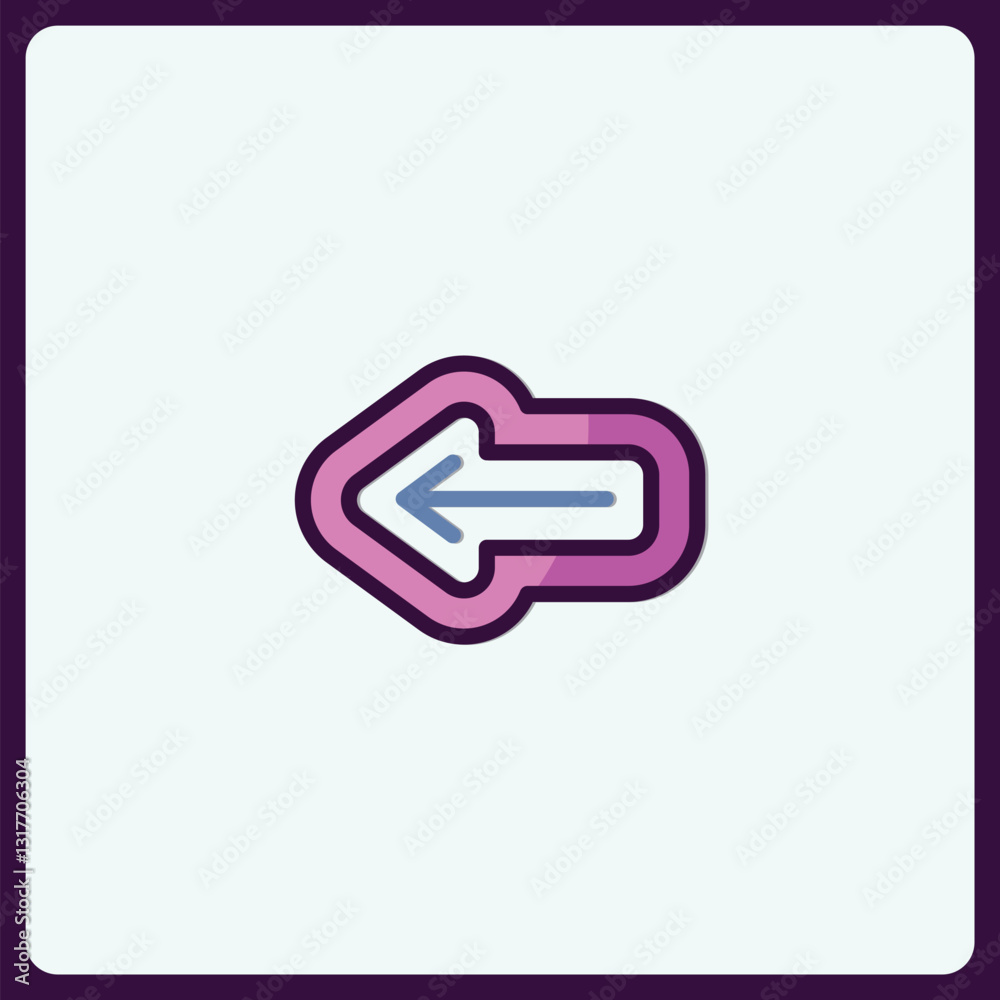 Poster graphical vector arrow icon pointing left with a colorful outline design