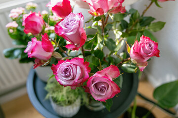 Romantic bouquet of beautiful fresh roses