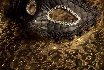 Carnival mask, beautiful carnival mask placed on an old metal surface with beautiful embossed...