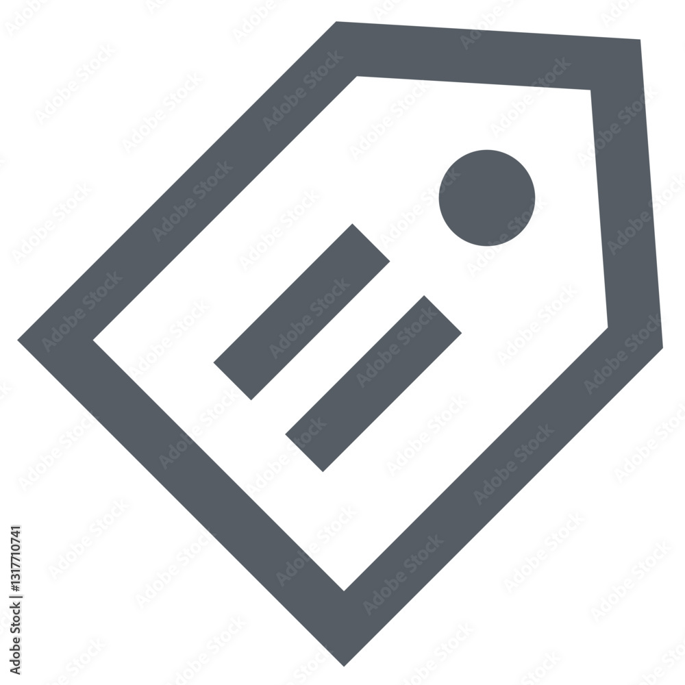 Poster a simple gray tag icon representing organization and information with clean lines and a minimalist d