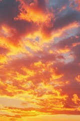 Fototapeta premium Yellow Sky, Sunset sky clouds in the Autumn Evening with Orange, Yellow, Pink sunlight, Horizon nature Golden hour Warm morning sunrise sky Background