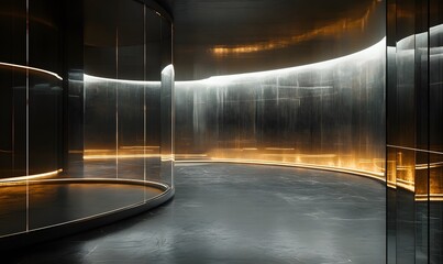 Futuristic Architecture: A Sleek and Modern Interior with Glowing Accents