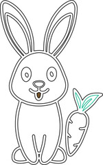  Adorable Bunny with Carrot Illustration.eps