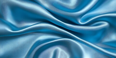 Obraz premium Blue silk fabric texture, soft waves, draped