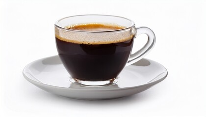 Naklejka premium Cup of Americano Coffee on a Saucer Isolated on White Background