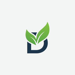 Vector eco organic LEAF D logo vector illustration