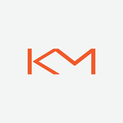 Abstract KM monogram logo design concept