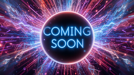 Coming Soon Announcement with Digital Glow Effect