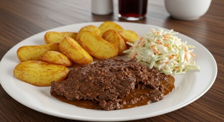 Jackdell-Style Browned Beef with Crispy Potatoes and Creamy Coleslaw