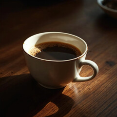 Fototapeta premium cup of coffee on wooden table