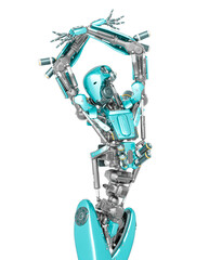 apocalypse cyborg is dancing like a spanish on close up view