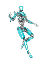 apocalypse cyborg is floating on the air