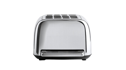 A sleek stainless steel toaster on a white background --ar 16:9