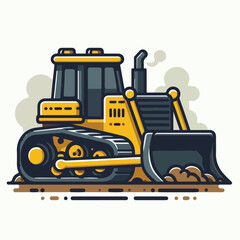 bulldozer heavy equipment vector illustration