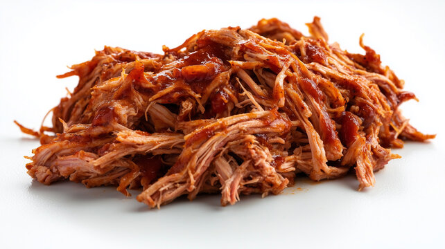 Barbecue pulled pork isolated on white background
