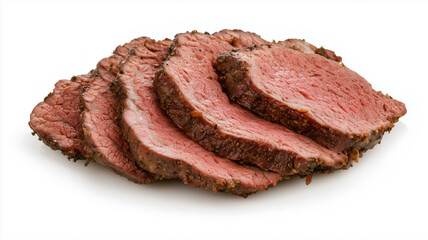 Classic roast beef deli slices isolated on white background
