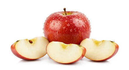 Fresh Apple with Water Droplets on Slices