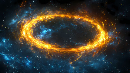 Fototapeta premium Abstract glowing halo in black space, mysterious ring. aureole. illustration. Glowing Auras. Illustration