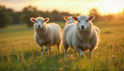 Fototapeta premium sheep and lambs