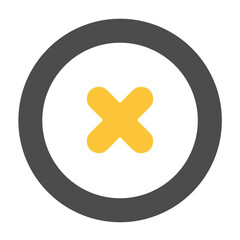 Fototapeta premium A Bold Rejection Of Negativity Symbolized By A Bright Yellow X Inside A Dark Grey Circle Representing Decisive Action And Clear Boundaries