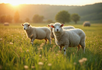 Fototapeta premium sheep and lamb