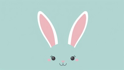 Fototapeta premium Background with eggs and white bunny. Concept of Easter banner