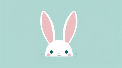Fototapeta premium Background with eggs and white bunny. Concept of Easter banner