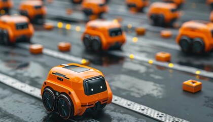 Advanced ai driven warehouse featuring robots efficiently sorting packages at high speed