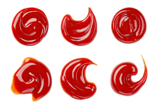Isolated Ketchup Splashes, Abstract Patterns, transparent Background, Food Photography