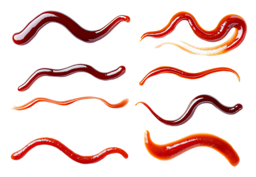Isolated, red sauce, flowing, abstract art; transparent background