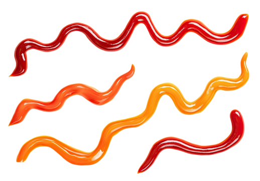 Abstract wavy sauce patterns isolated on btransparent background