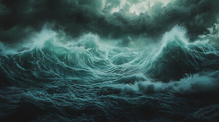 Large body deep waves middle soft lighting album cover green fog phosphorescent seas horrific vibe ambient distress majesty overblown. Phosphorescent Waves. Illustration