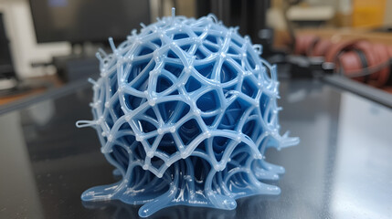3d printing object with PLA filament with visible web like formation. 3D printer common problem oozing or stringing