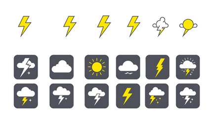 thunder weather icons vector set