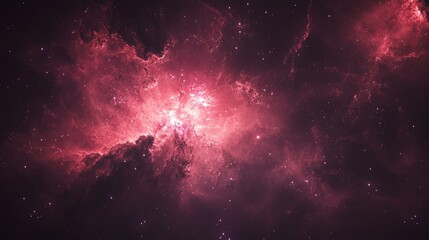 Vibrant cosmic nebula showcasing swirling pink and purple gases with distant stars