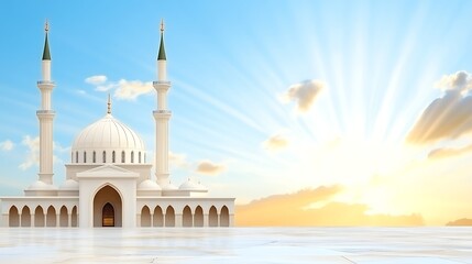 Naklejka premium Majestic Mosque at Sunset Islamic Architecture Serenity and Faith