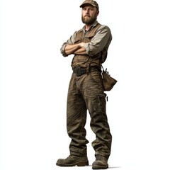 Naklejka premium a bearded man in a hat and khaki clothes , Generative art.